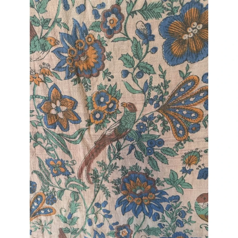 Vintage Textile Wall Hanging Indian Bird Floral Woven Cotton Blend 97